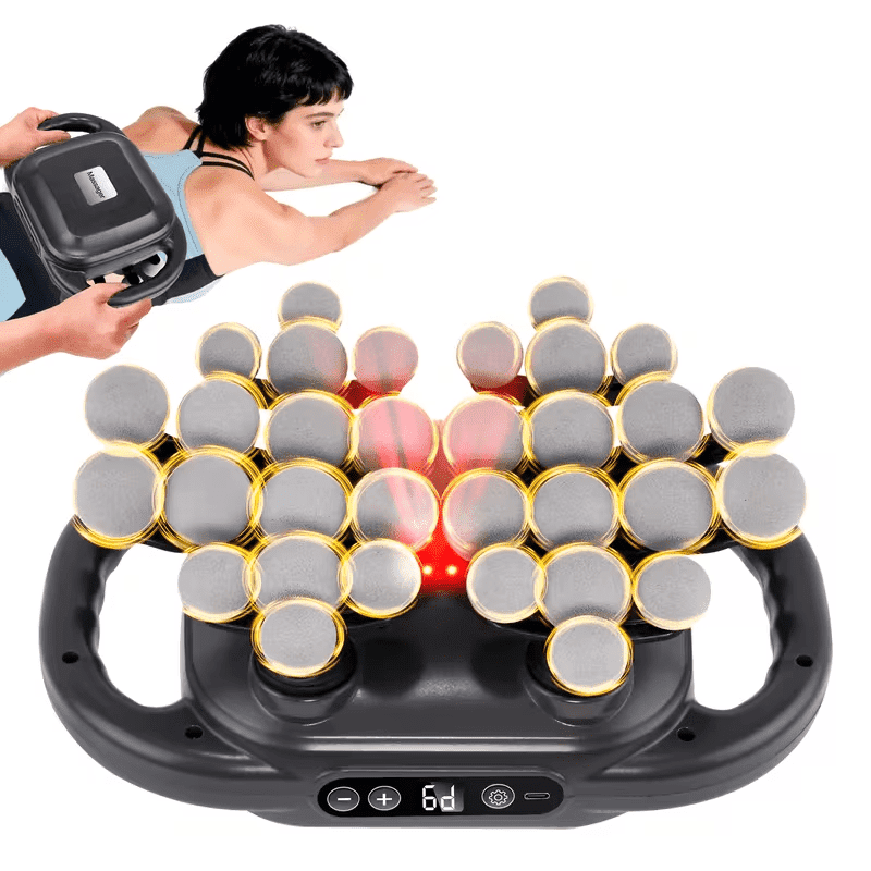 32-Head Deep Tissue Massage Gun with 9 Speeds Intensity adjustment, Handheld Electric Percussion Massager Quiet Rechargeable for Back Neck Muscle Pain Relief - Main Image