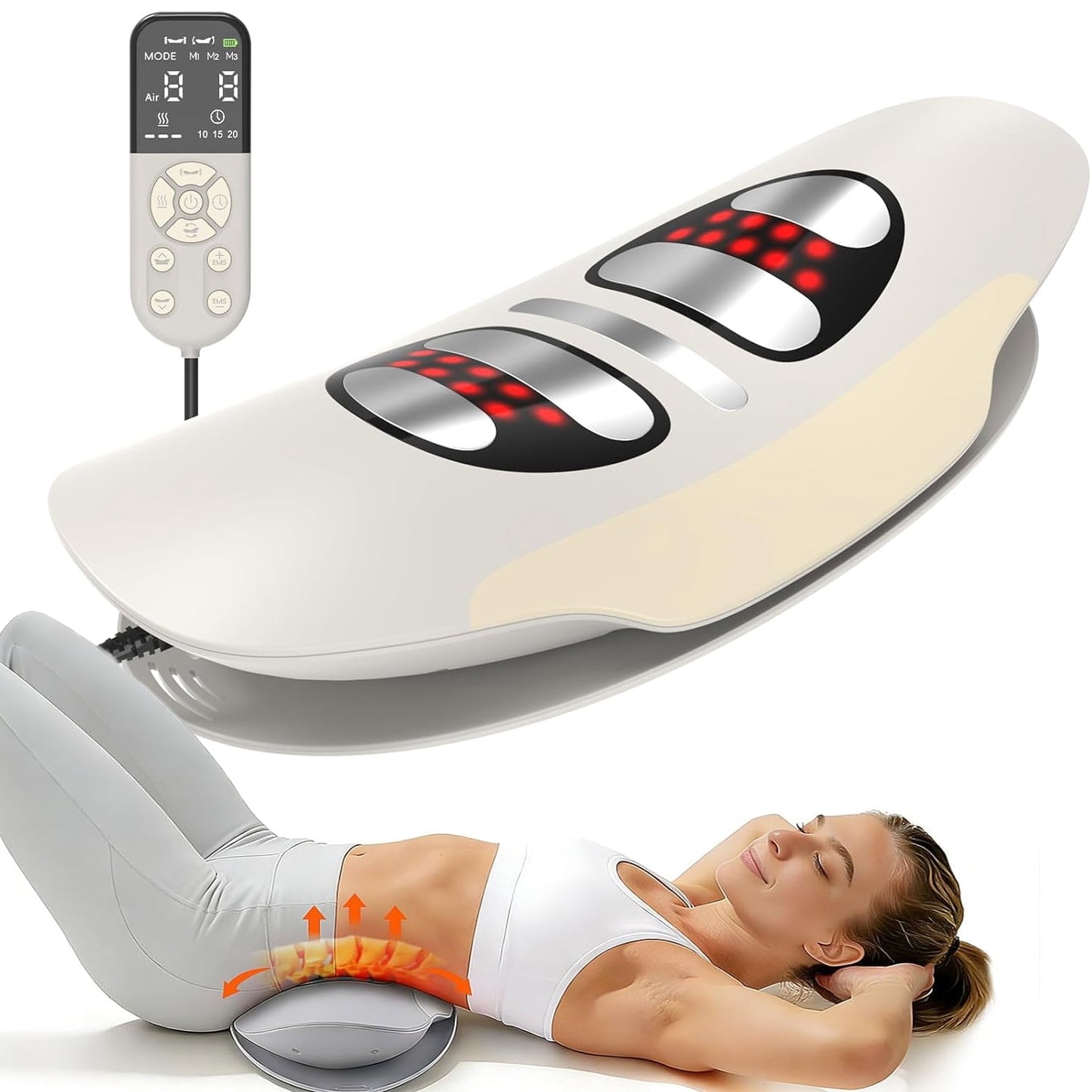 5-in-1 Electric Waist Massager with 26 Arc Design, features Dynamic Traction, Vibration and Heating Functions, relaxes waist and back muscles, relieves lumbar pressure. - Main Image