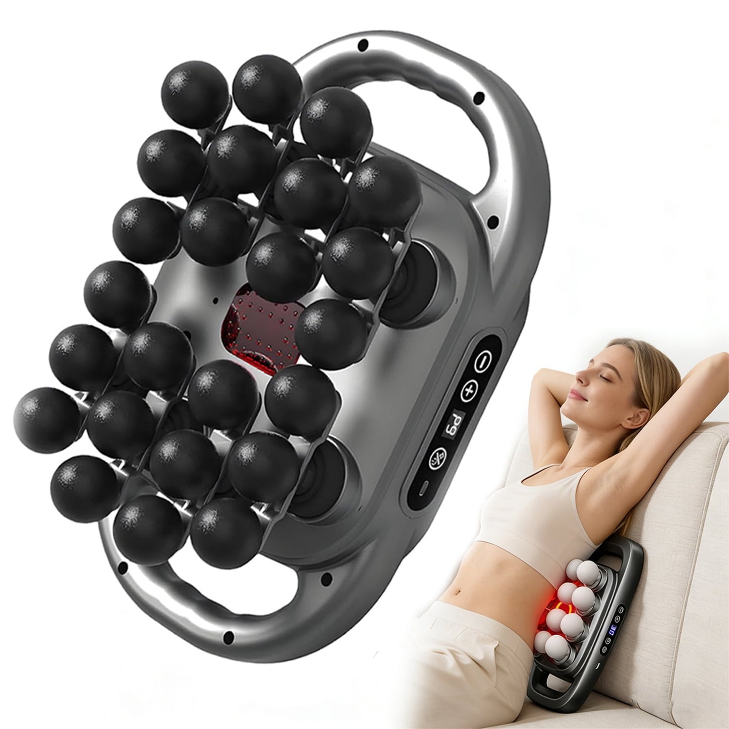 24 Heads Massage Gun, 20mm Deep Tissue, 9 Speeds, Quiet Portable Muscle Massager for Home Office & Post-Workout Recovery - Main Image