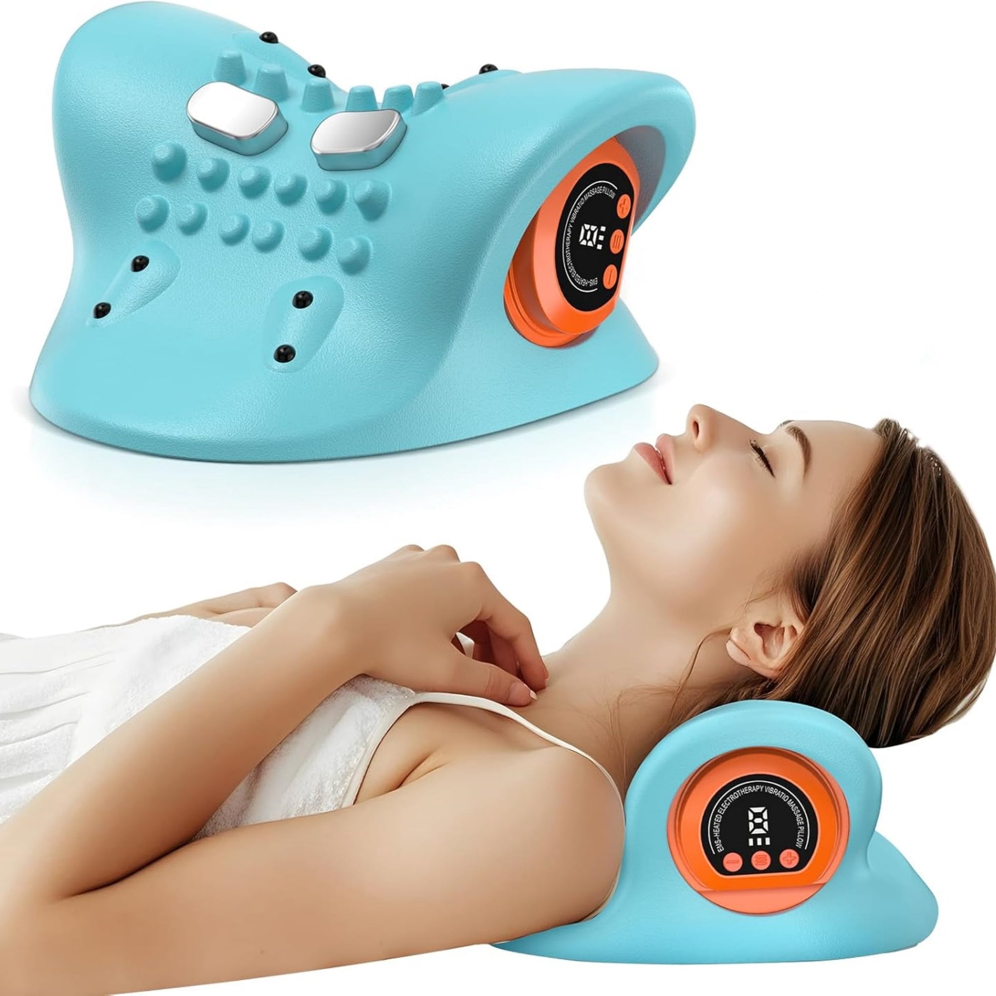 3-in-1 Portable Neck Massager With Heat & Cervical Stretching C Adjustable Intensity For Neck & Shoulder Pain Relief At Home Or Office - Main Image