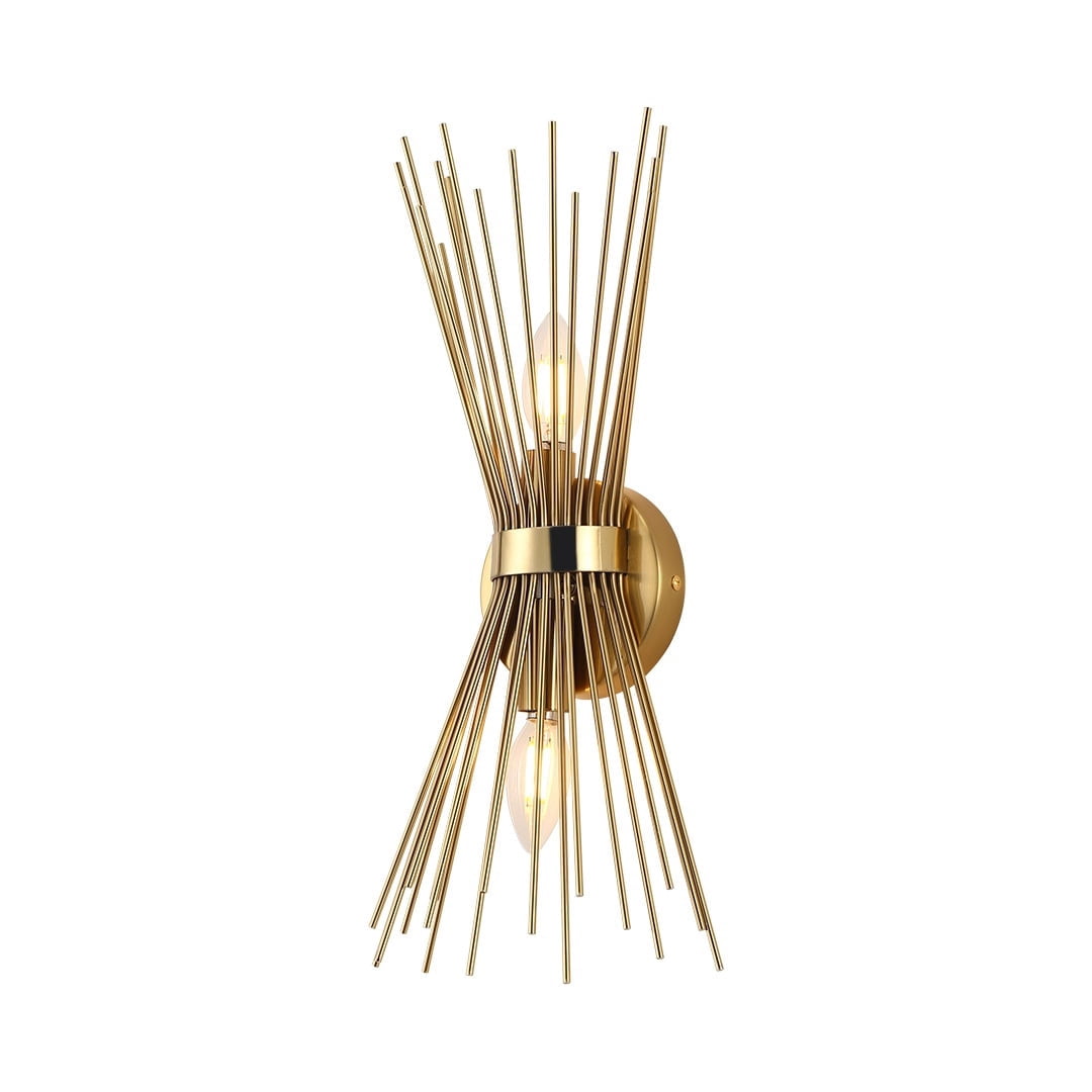 Mid-Century Gold Starburst 2-Light Wall Sconce for