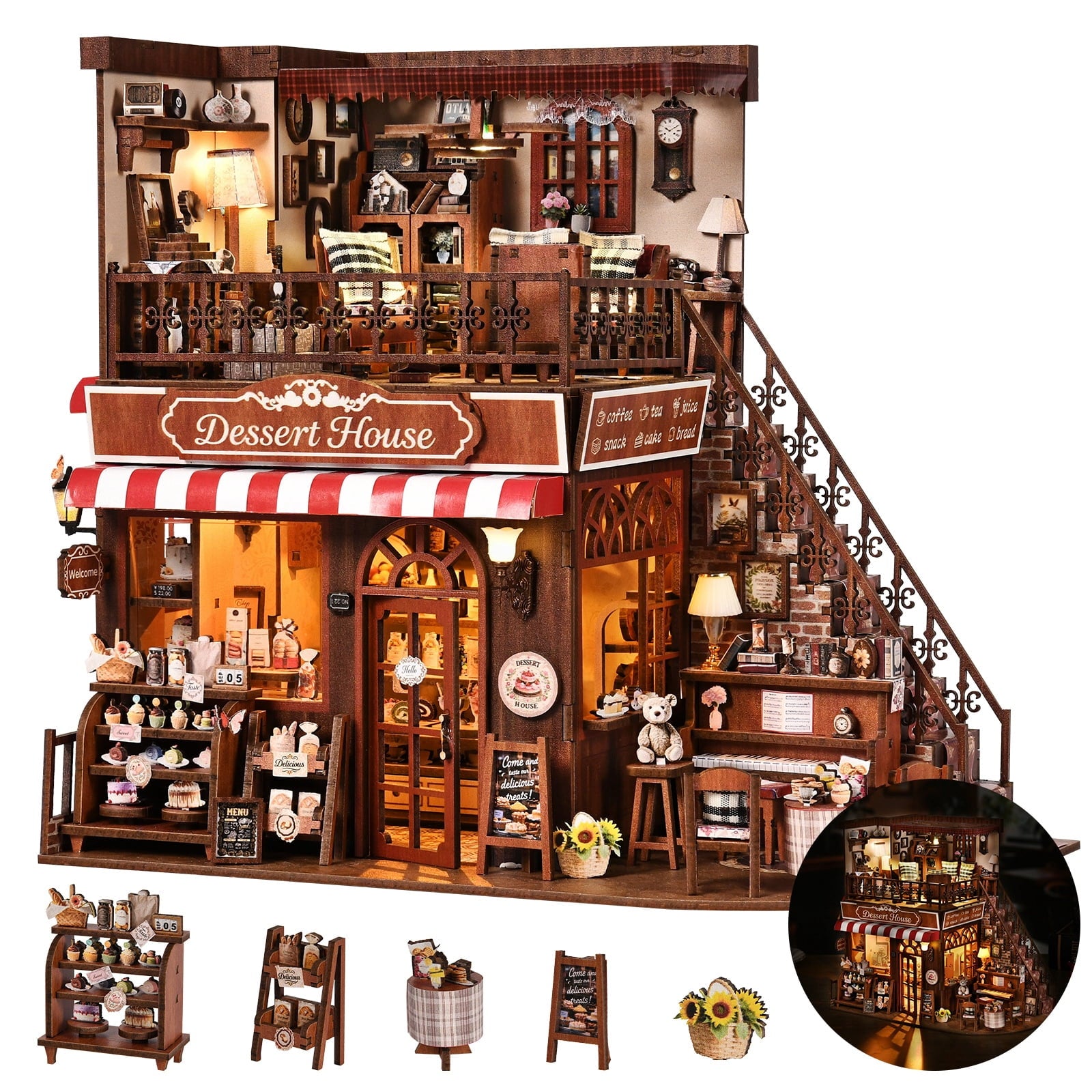 Miniature Dollhouse Kit, Diorama Bookshelf Decor,