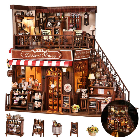 Miniature Dollhouse Kit, Diorama Bookshelf Decor,