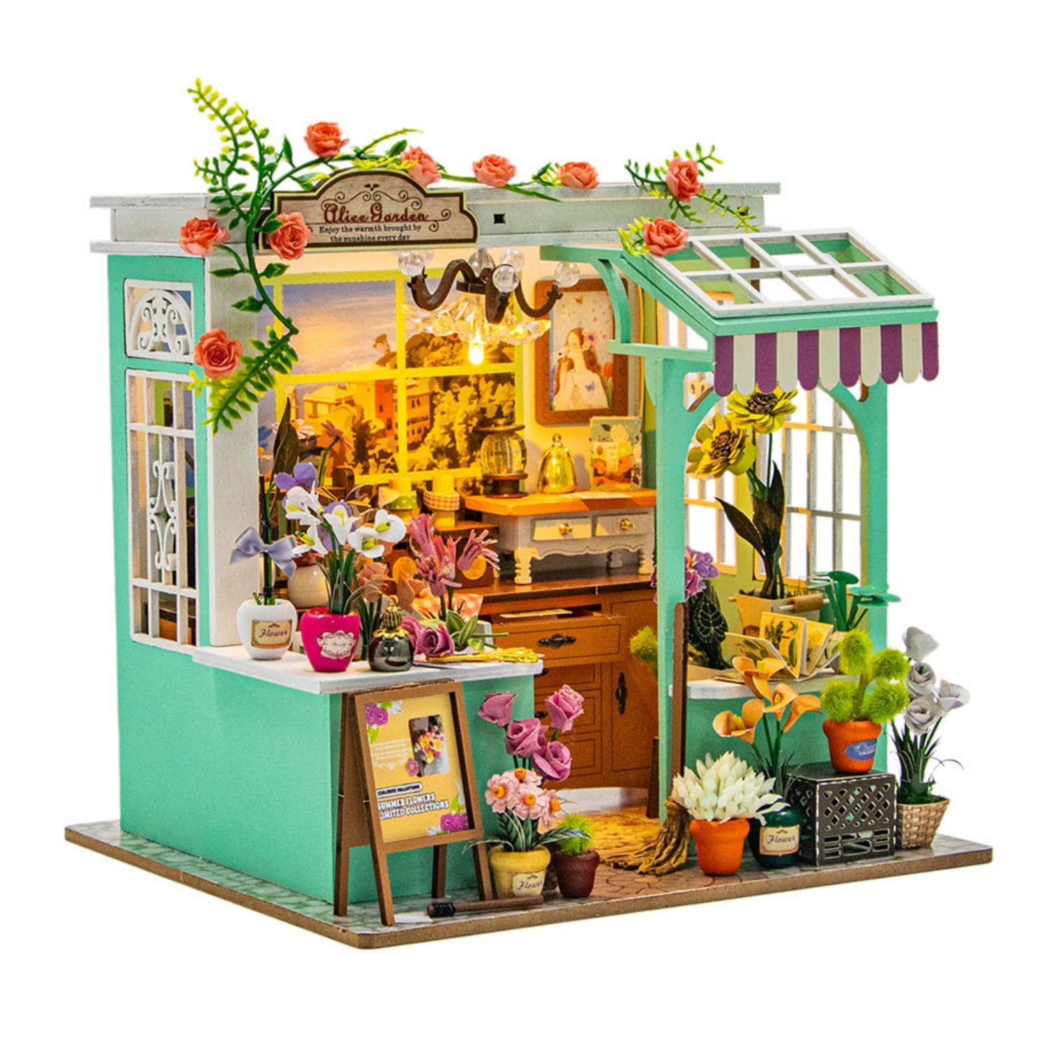 DIY Miniature Wooden Alice Garden House Kit with N