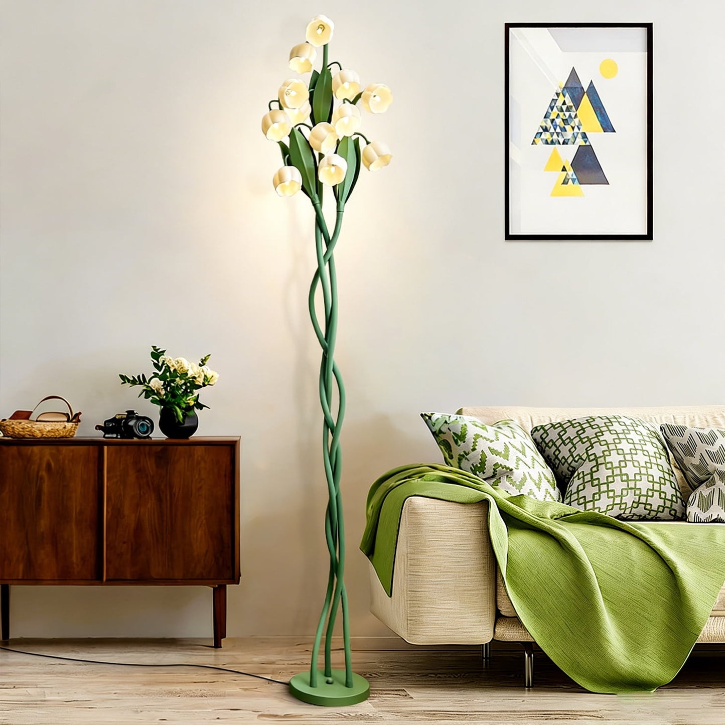 12-Head Flower-Shaped Floor Lamp, 63 Adjustable Gooseneck, Vintage Home Decorative Lighting - Main Image