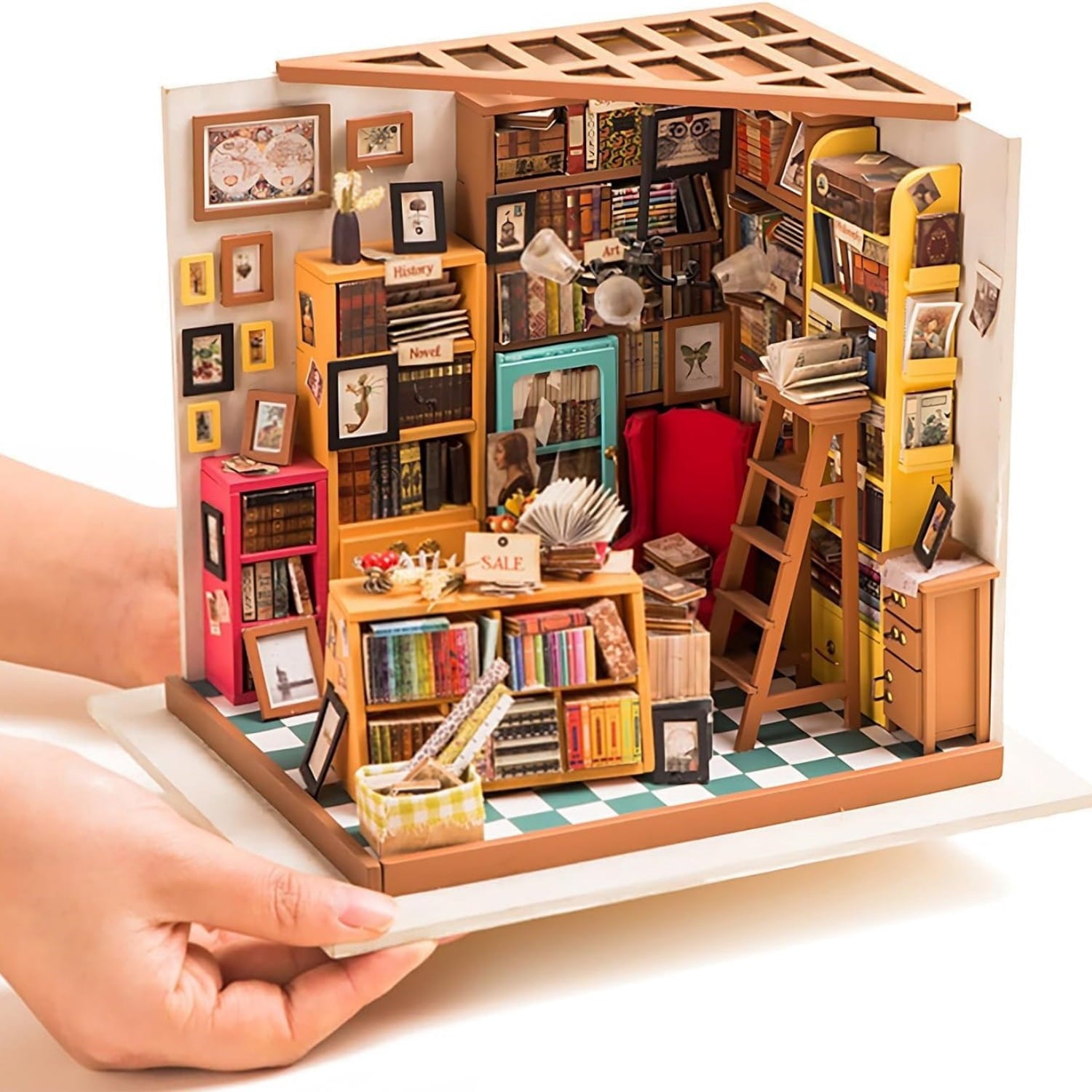 DIY Miniature Dollhouse Kit Bookstore Wooden Model
