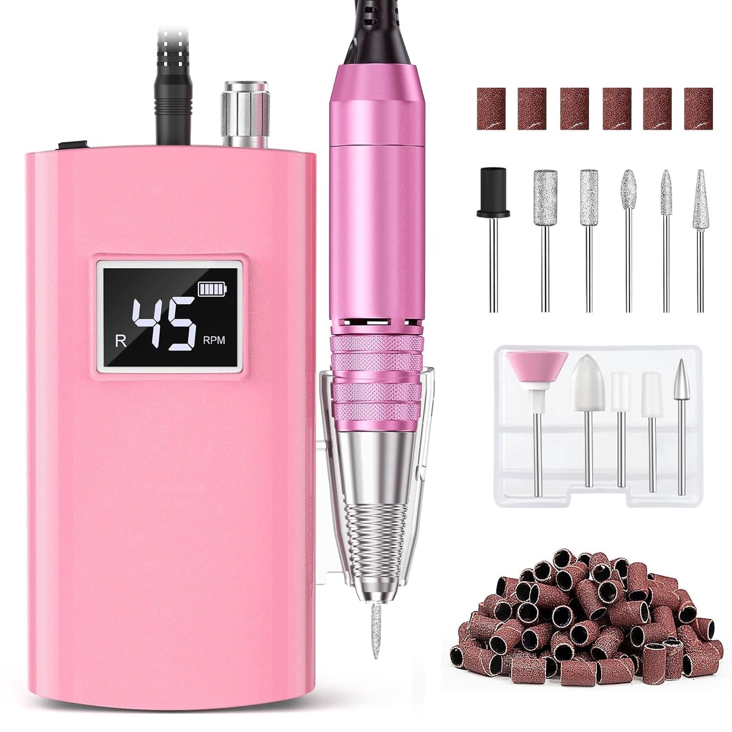 45,000 RPM Portable Electric Nail Drills, LCD Disp