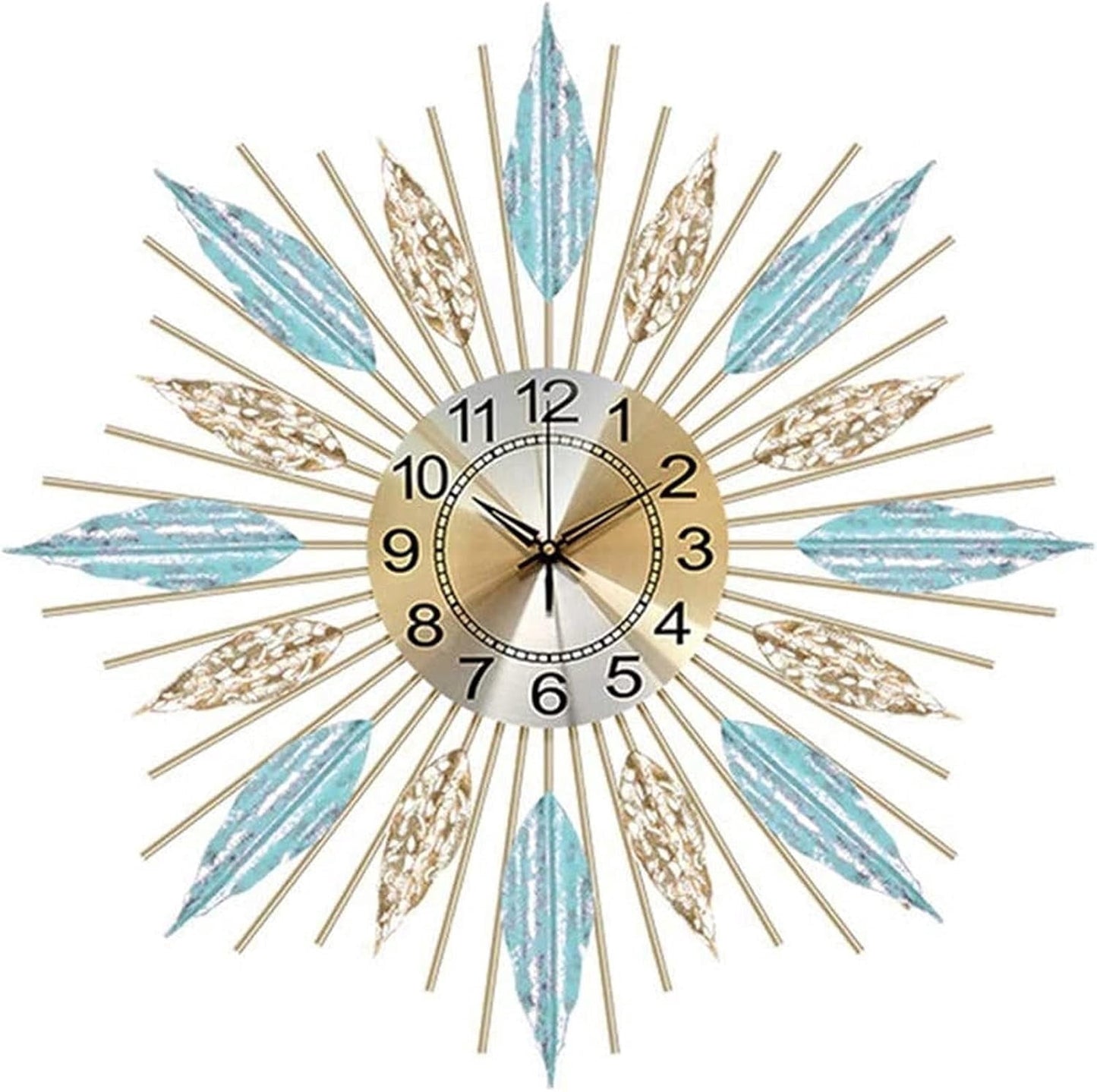 Mid-Century Sunburst Wall Clock, Silent Quartz Mov