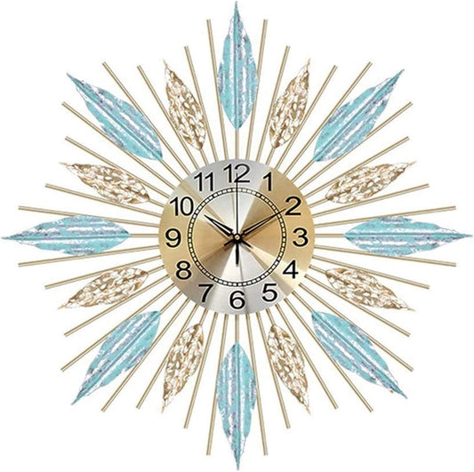 Mid-Century Sunburst Wall Clock, Silent Quartz Mov