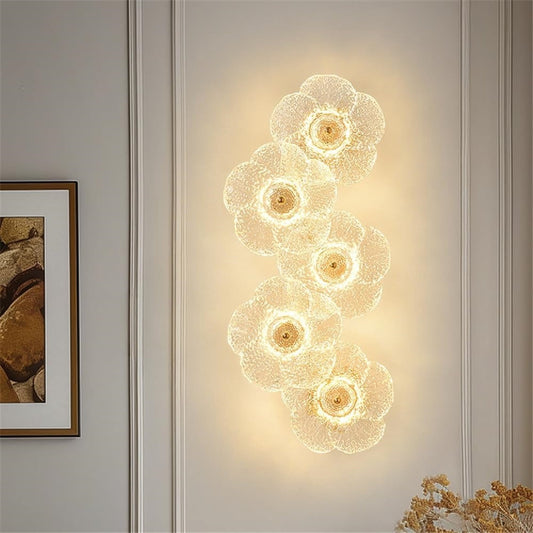 5-Light Flower Glass Wall Lamp, Contemporary Creat